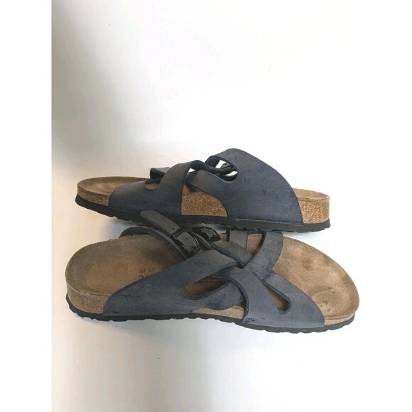 Birki’s Birkenstock Sandals Calais Navy Criss Cross Sz 38 Women's 7 M5 Narrow - Picture 5 of 10